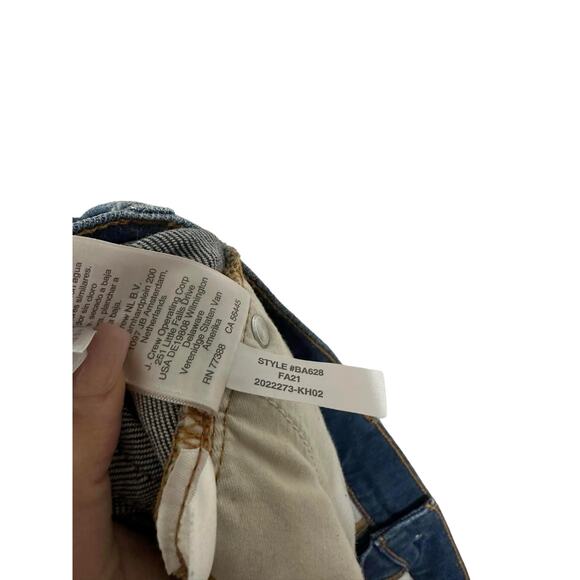 J Crew Womens Blue Demi-Boot Crop Denim Jeans Raw‎ Hem BA628 Mid-Rise Sz 35 - Picture 6 of 6
